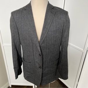 Filafil Platinum Men Gray Herringbone Blazer Wool Silk Cashmere 42R Elbow Patch